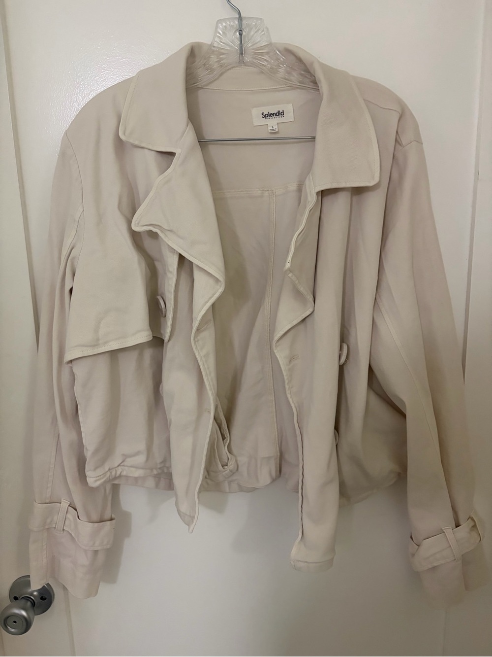 Splendid Women's Light Cream Draped Trench Jacket